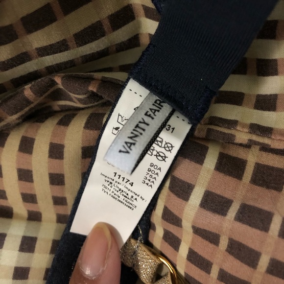 VANITY FAIR Bralette Lace detail Blue Gold - Picture 6 of 8